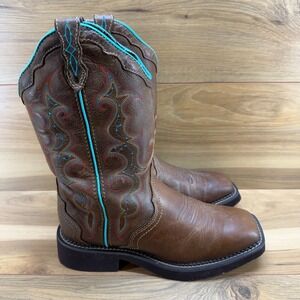 Justin Gypsy Square Toe Boots Womens 8.5 B Brown Leather Cowgirl